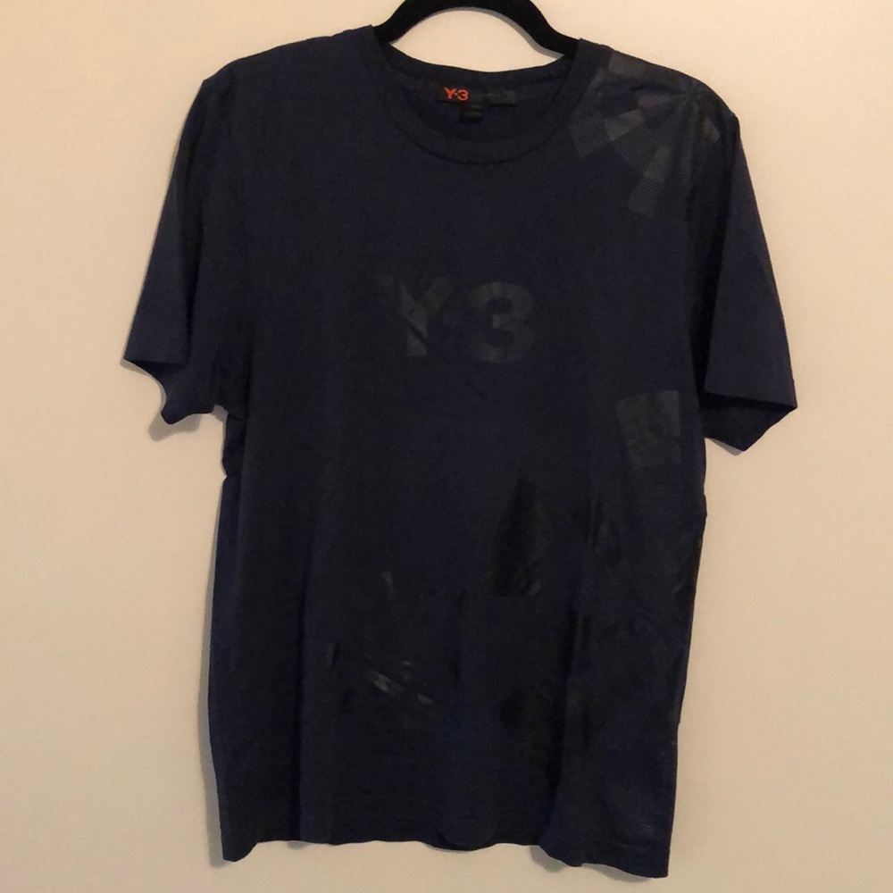 Y-3 navy t-shirt with abstract graphics